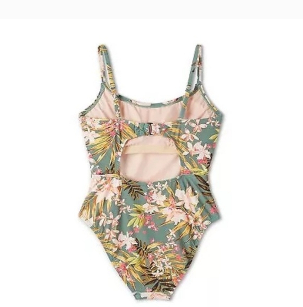 Floral Swimsuit in Pink and Green Shirred Front Daughter Took Off Tags. Didnt F - Picture 2 of 5